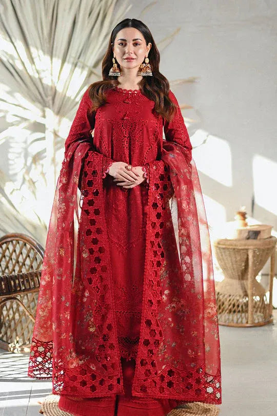 Premium Lawn by QALAMKAR - MB-2505 Red Elegance