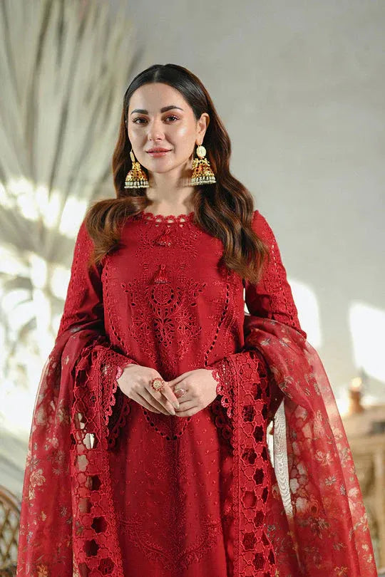 Premium Lawn by QALAMKAR - MB-2505 Red Elegance