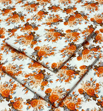 FLORAL White & Orange  PRINTED 2PC D-44