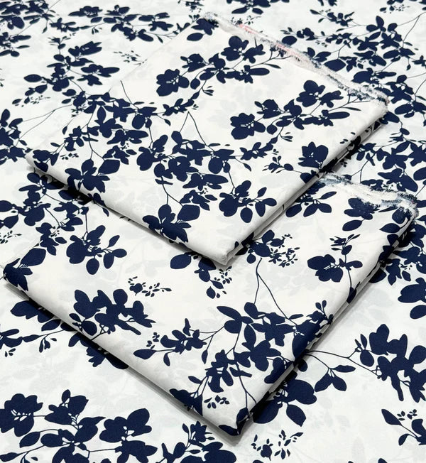 FLORAL Navy Blue &  White PRINTED 2PC D-5